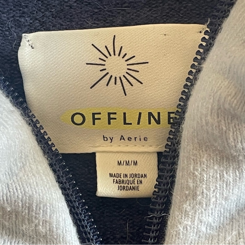 Offline by Aerie Striped Full Zip Sweater Jacket Navy Blue - Size Medium - Picture 3 of 6